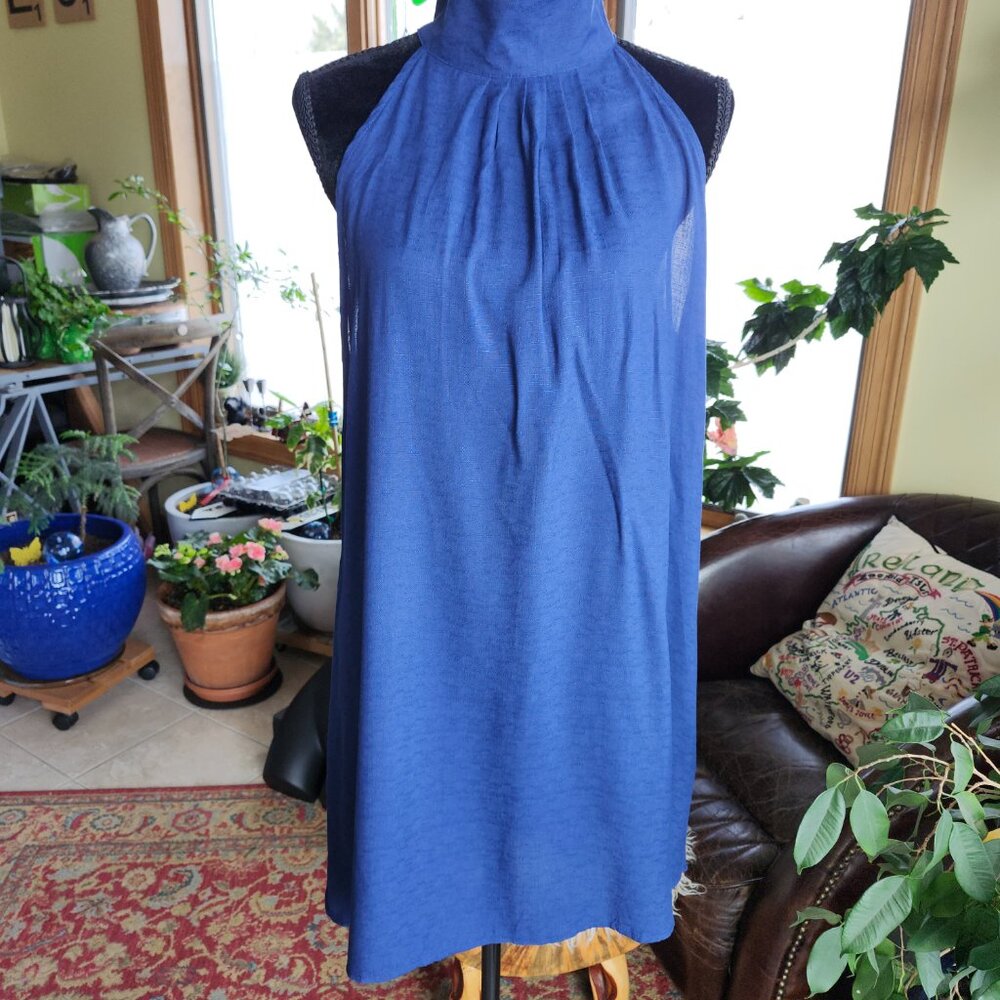 25245 Sexy Blue Halter High Neck Mini Dress XL